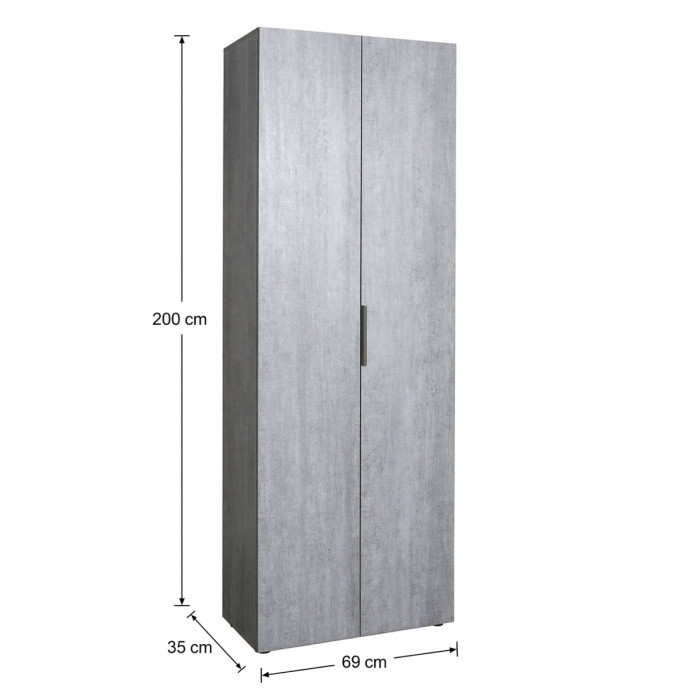 bambey-armadio-libreria-2-ante-5-ripiani-L69xP35xH200-cm-cemento-opaco