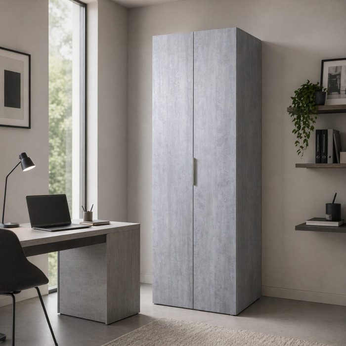 bambey-armadio-libreria-2-ante-5-ripiani-L69xP35xH200-cm-cemento-opaco