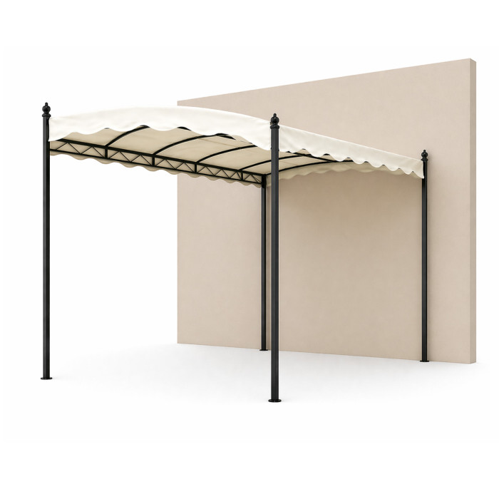 gazebo-pergola-muro-acciaio-verniciato-copertura-tessuto-L300xP250cm-salvador