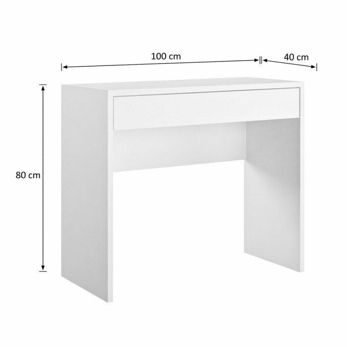 Scrivania-consolle-con-cassetto-L100-x-P40-x-H80-cm-easy-cameretta-studio-Bianco-Laccato