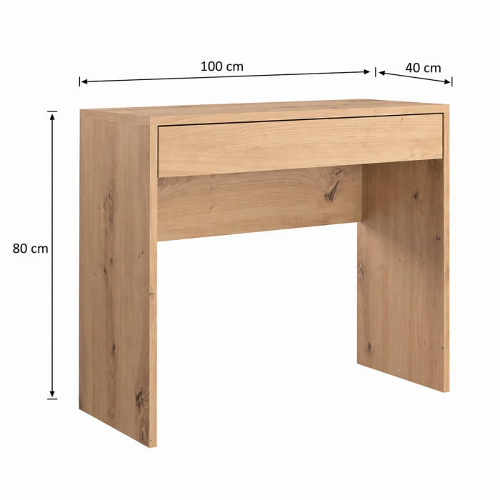 Scrivania-consolle-con-cassetto-L100-x-P40-x-H80-cm-easy-cameretta-studio-rovere-artisan