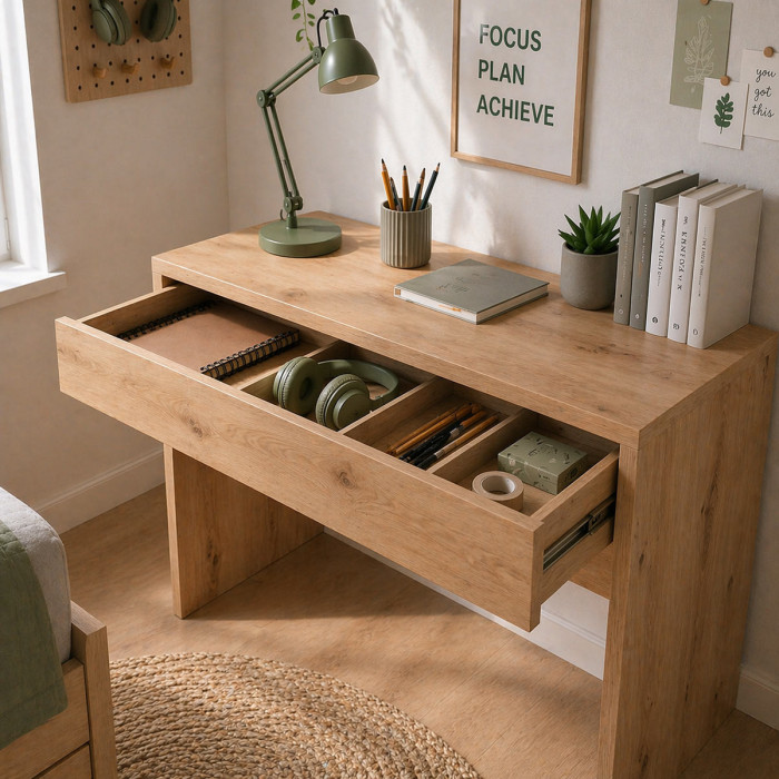 Scrivania-consolle-con-cassetto-L100-x-P40-x-H80-cm-easy-cameretta-studio-rovere-artisan