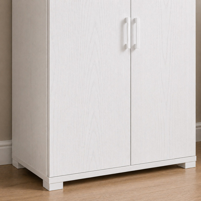 Mobile armadio 2 ante texture 3d 4 ripiani L90xP45xH195 cm COMPOS Bianco