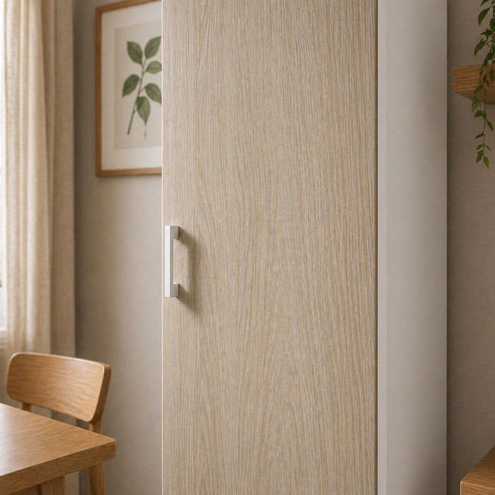 Mobile armadio 1 anta colonna cucina multiuso 4 ripiani L45xP45xH195 cm COMPOS Bianco/rovere