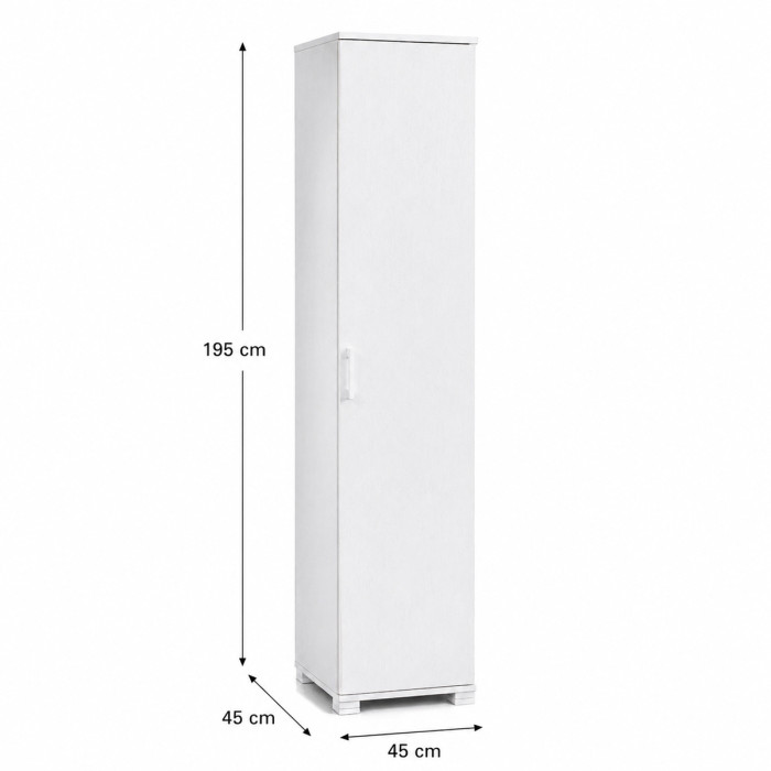 Mobile armadio 1 anta colonna cucina multiuso 4 ripiani L45xP45xH195 cm COMPOS Bianco frassinato