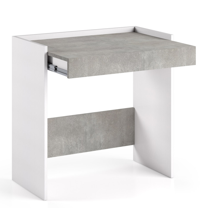 scrivania-allungabile-portapc-smart-con-cassetto-desk-bianco-cemento2-L80xP40xH79-cm