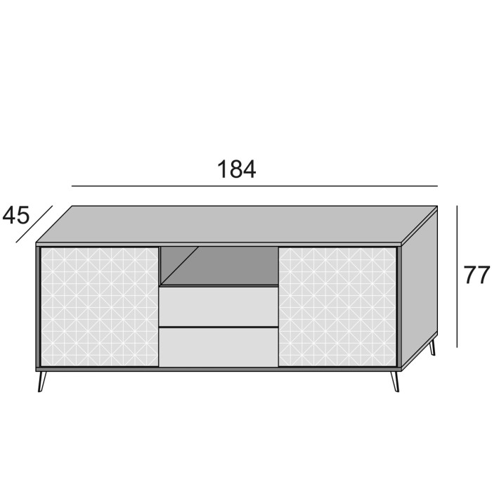 Mobile porta tv madia 2 ante 2 cassetti L184 x P45 x H77 cm PASSWORD Rovere/Bianco