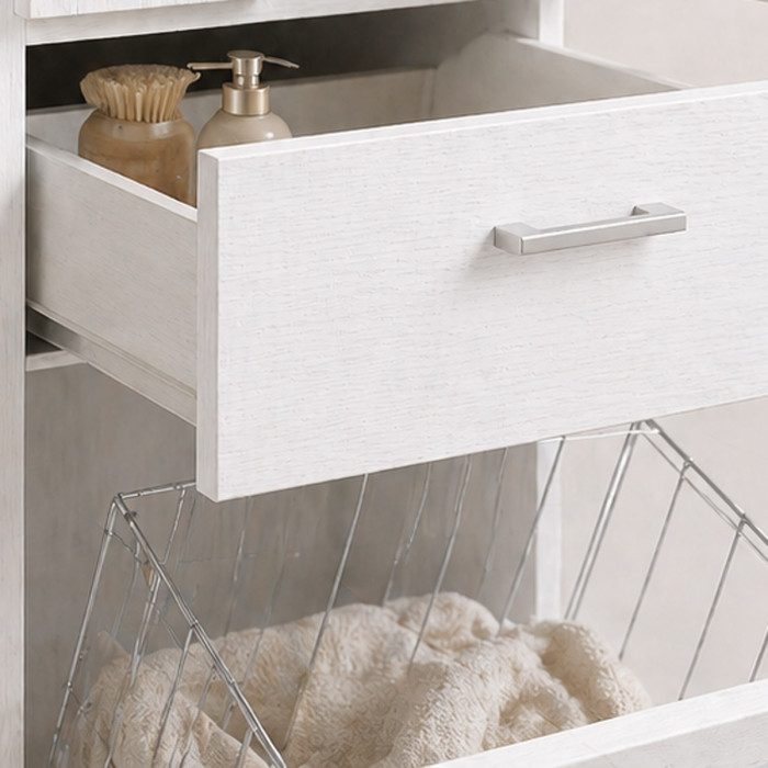 Mobile colonna lavanderia cesto porta biancheria L45xP32xH195 cm LAUNDRYCOMPOS Bianco frassinato