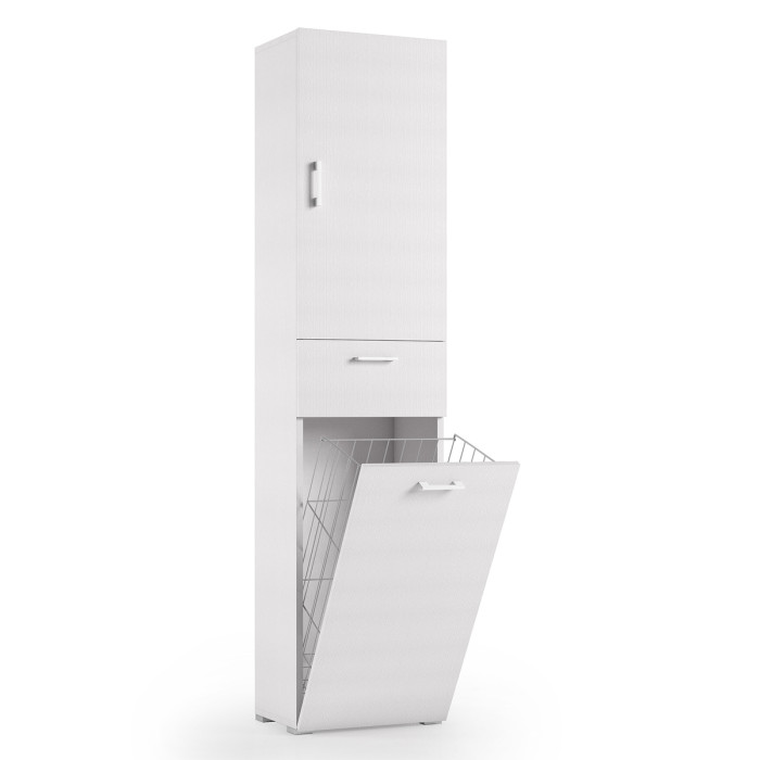 Mobile colonna lavanderia cesto porta biancheria L45xP32xH195 cm LAUNDRYCOMPOS Bianco frassinato