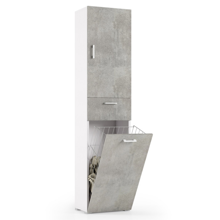 Mobile colonna lavanderia cesto porta biancheria L45xP32xH195 cm LAUNDRYCOMPOS cemento