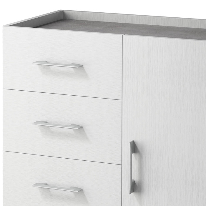 Mobile 4 cassetti 1 anta texture 3d L90xP40xH87 cm CONTEMPORARY Bianco