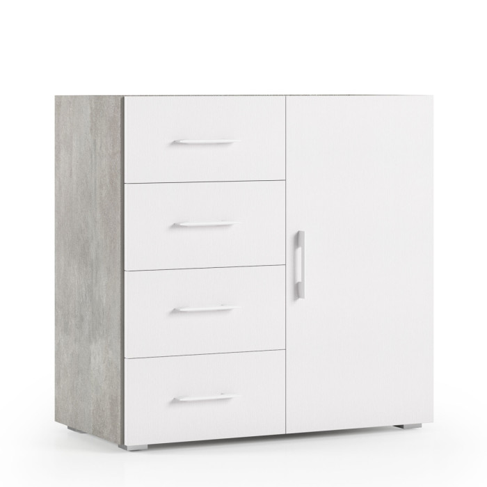 mobile-4-cassetti-1-anta-arredo-casa-studio-L90xP40xH87-cm-contemporary-bianco-frassinato-cemento