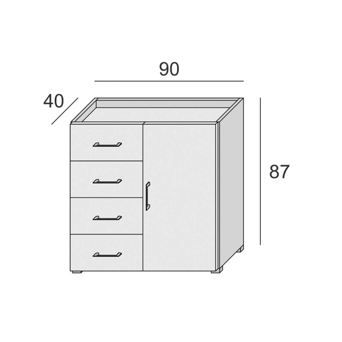 mobile-4-cassetti-1-anta-arredo-casa-studio-L90xP40xH87-cm-contemporary-bianco-frassinato-cemento