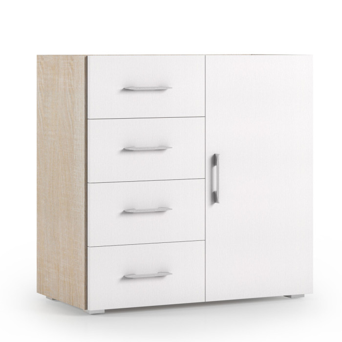 mobile-4-cassetti-1-anta-arredo-casa-studio-L90xP40xH87-cm-contemporary-bianco-frassinato-rovere