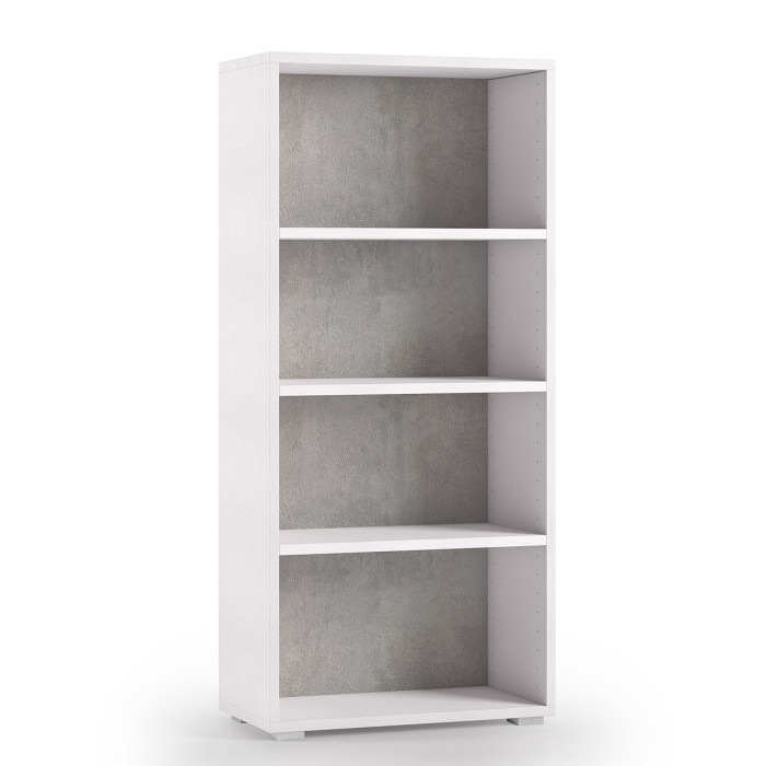 Libreria 4 vani texture 3d L60xP30xH130 cm CONTEMPORARY Bianco/Cemento