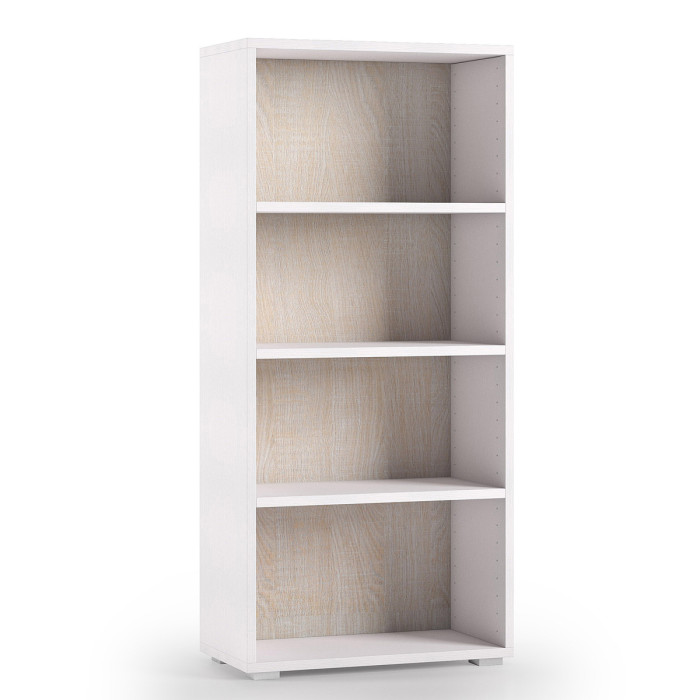 Libreria 4 vani texture 3d L60xP30xH130 cm CONTEMPORARY Bianco/Rovere