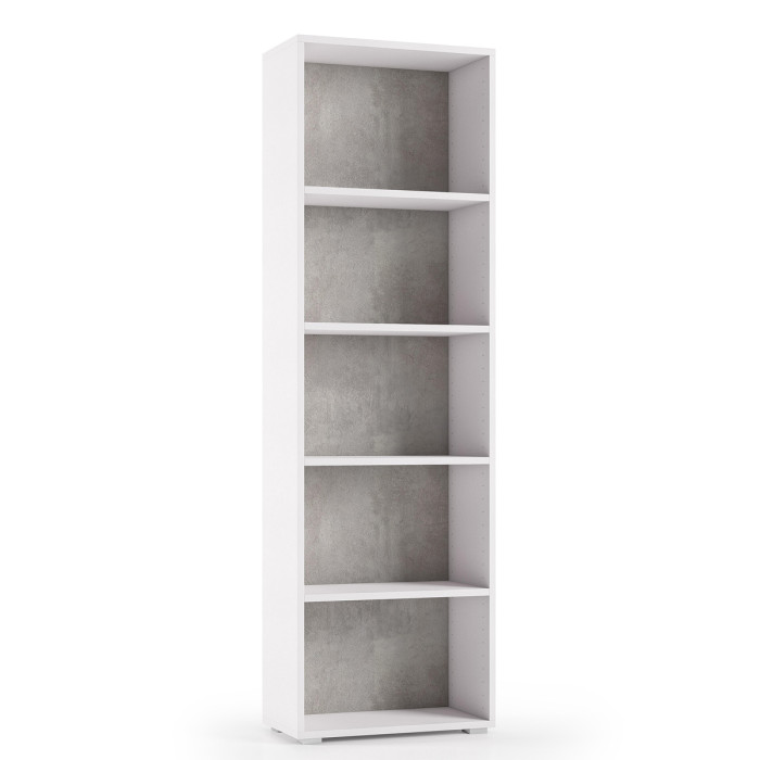 Libreria 5 vani texture 3d L60xP30xH195 cm CONTEMPORARY Bianco/Cemento