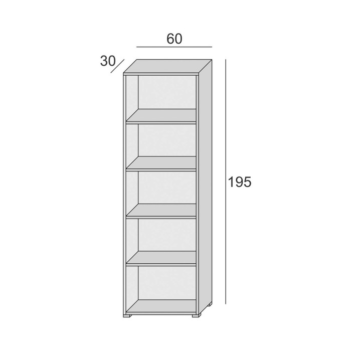 Libreria 5 vani texture 3d L60xP30xH195 cm CONTEMPORARY Bianco/Rovere