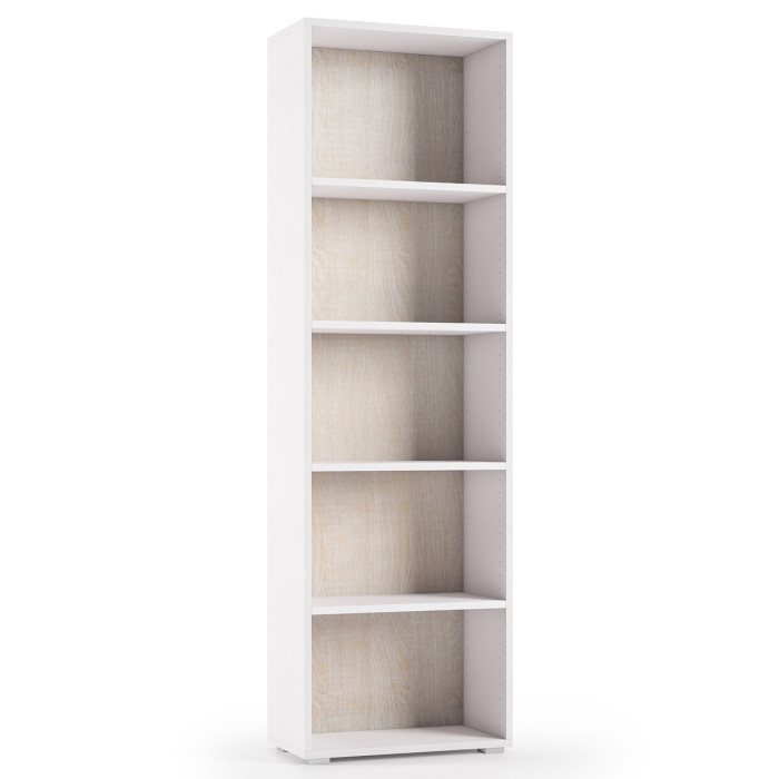 Libreria 5 vani texture 3d L60xP30xH195 cm CONTEMPORARY Bianco/Rovere