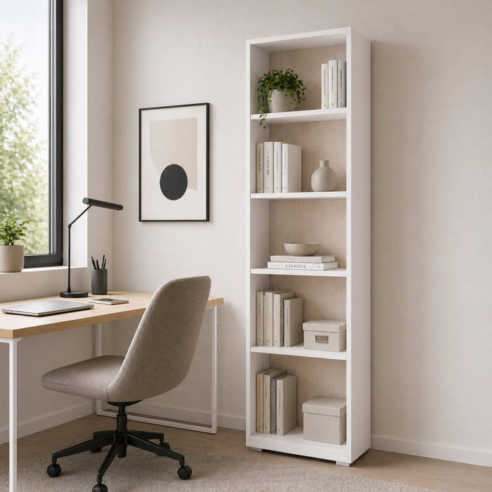 Libreria 5 vani texture 3d L60xP30xH195 cm CONTEMPORARY Bianco/Rovere
