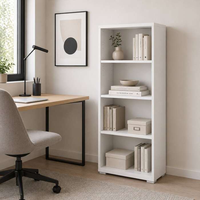 Libreria 4 vani texture 3d L60xP30xH130 cm CONTEMPORARY Bianco