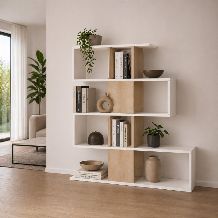 libreria-divisorio-casa-moderna-tetrix-L145xP29xH145-cm-bianco-frassinato-rovere