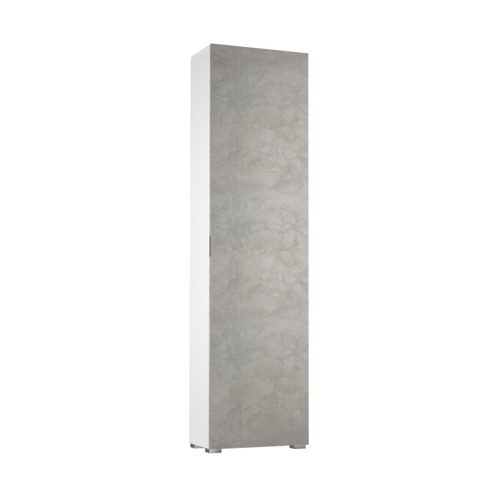 Armadio scarpiera mobile multiuso 1 anta texture 3d 7 ripiani L50xP30xH182 cm MILLEUSI Bianco/Cemento