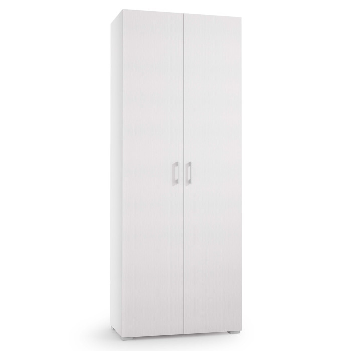 armadio multiuso scarpiera 2 ante texture 6 ripiani e cassetto L73xP35xH195 cm COMPOS Bianco