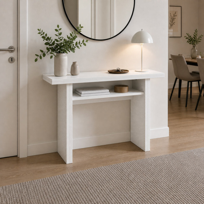 Consolle trasformabile a tavolo L35 a 70xP120xH75 cm OPLÀ Bianco Frassinato
