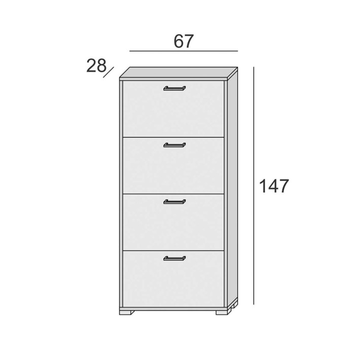 Mobile scarpiera 4 ante a ribalta doppio contenitore 24 paia L67xP28xH147 cm  Rovere scuro - Larice