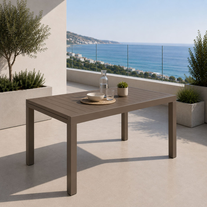 Tavolo-allungabile-alluminio-giardino-L160/240xP90xH75-cm-Bizzotto-HILDE-HILL-coffee