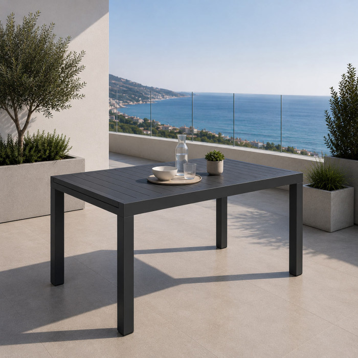 Tavolo-allungabile-alluminio-giardino-L160/240xP90xH75-cm-Bizzotto-HILDE-HILL-Antracite