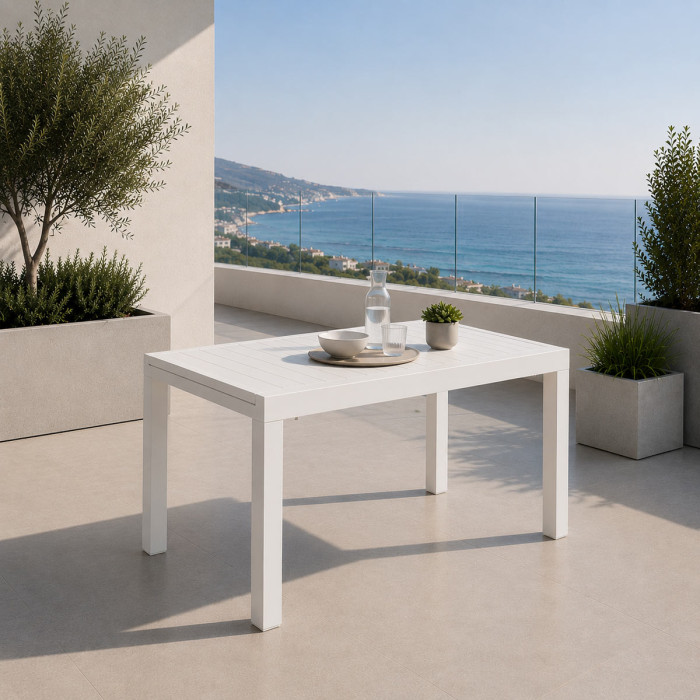 Tavolo-allungabile-alluminio L140/210xP77xH75-cm-Bizzotto-HILDE-HILL-bianco