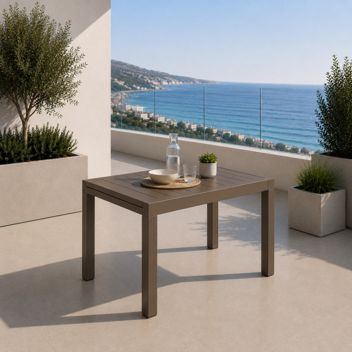 Tavolo-allungabile-alluminio L140/210xP77xH75-cm-Bizzotto-HILDE-HILL-coffee