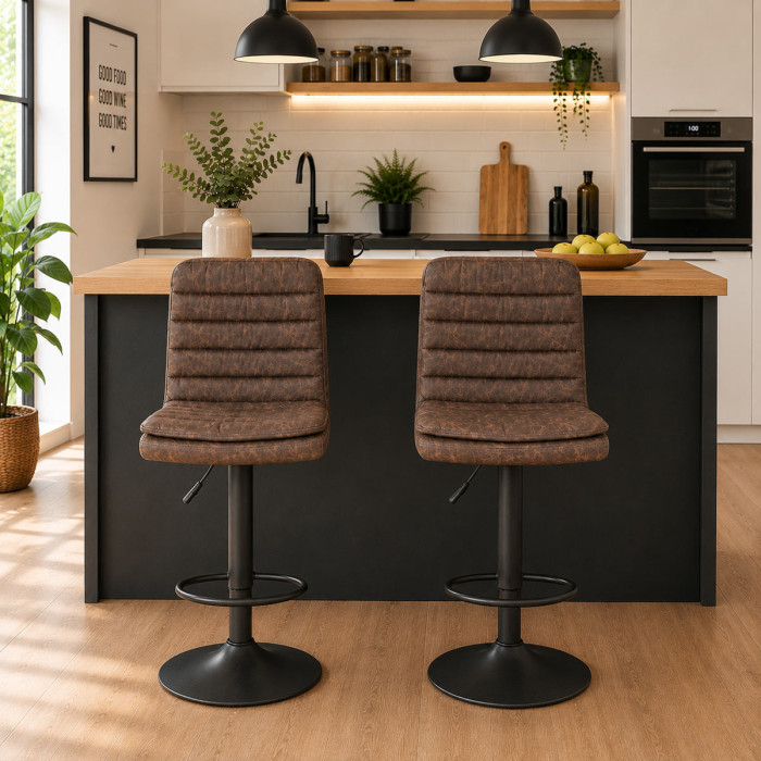 sgabelli casa cucina struttura-metallo nero connor L41xP50xH115 similpelle marrone vintage