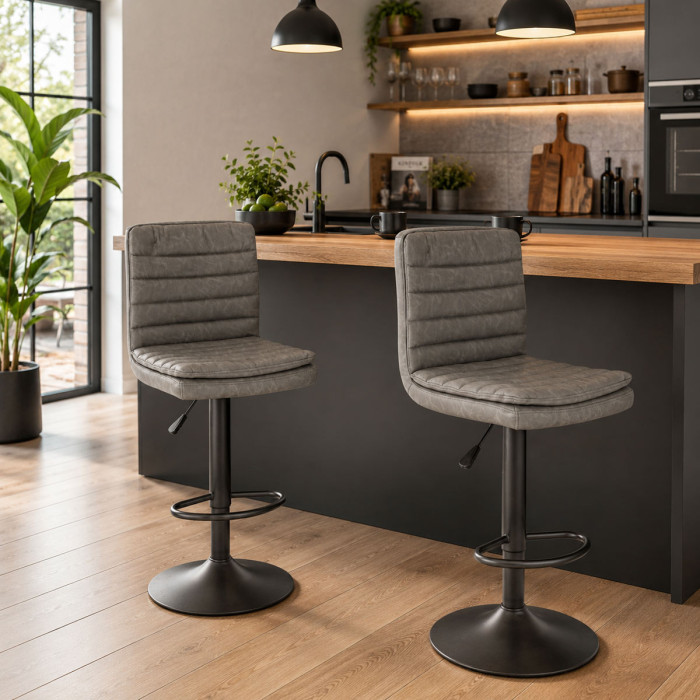 sgabelli casa cucina struttura-metallo nero connor L41xP50xH115 similpelle grigio vintage