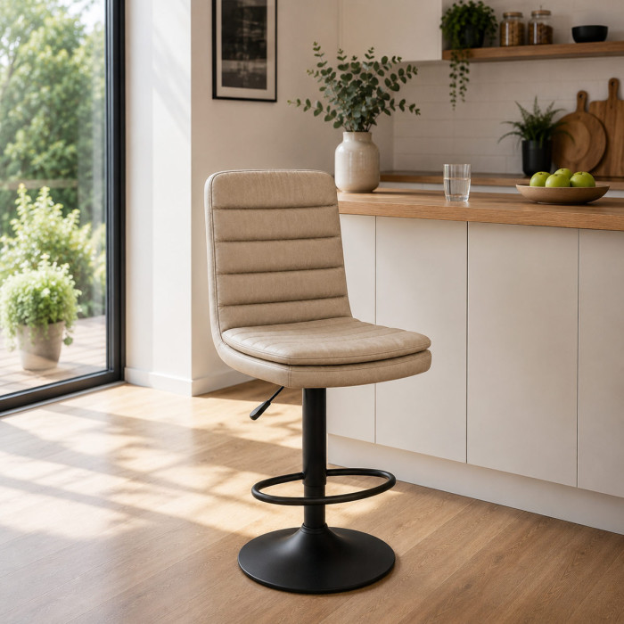 sgabelli casa cucina struttura-metallo nero connor L41xP50xH115 similpelle beige vintage