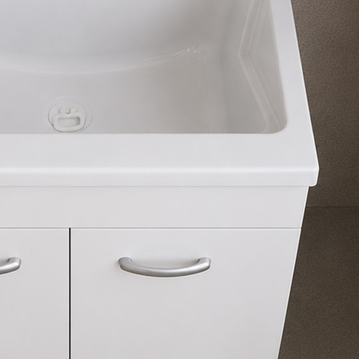 Mobile lavatoio lavanderia per interno in legno 2 ante L60 x P50 x H88 cm vasca in resina Bianco