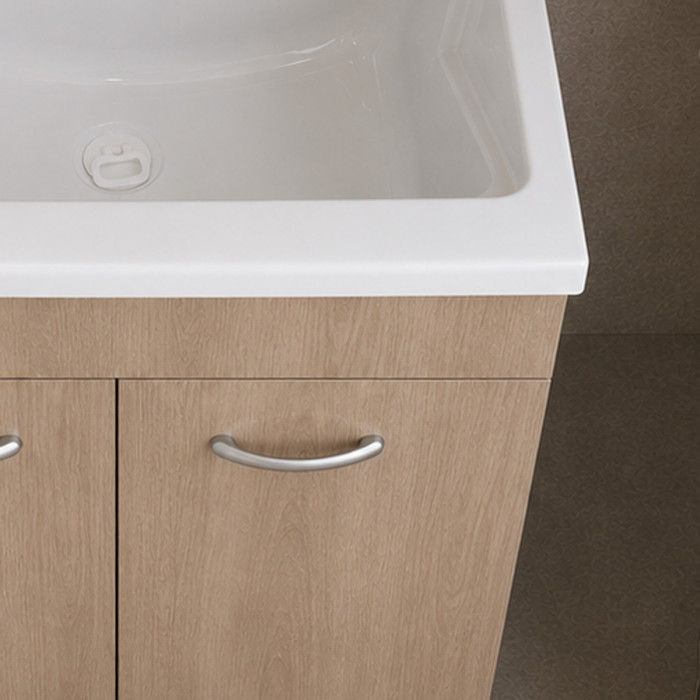 Mobile lavatoio lavanderia per interno in legno 2 ante L60 x P50 x H88 cm vasca in resina Rovere Well