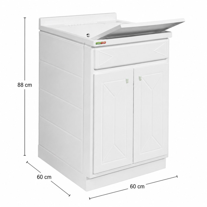 Lavatoio lavapanni da Esterno in Resina 2 Ante con Asse L60xP60 cm Lindol Bianco