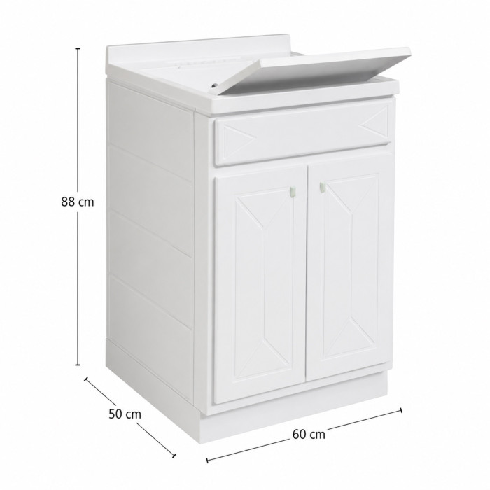 Mobile lavapanni bucataio in resina per esterno cm 60x50 Lindol bianco