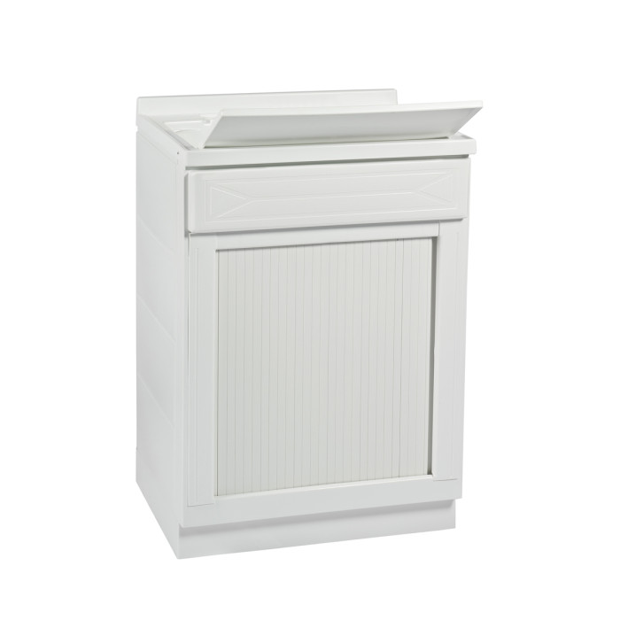 Mobile lavatoio lavapanni Lindol da esterno in resina cm 60x50 con apertura scorrevole bianco