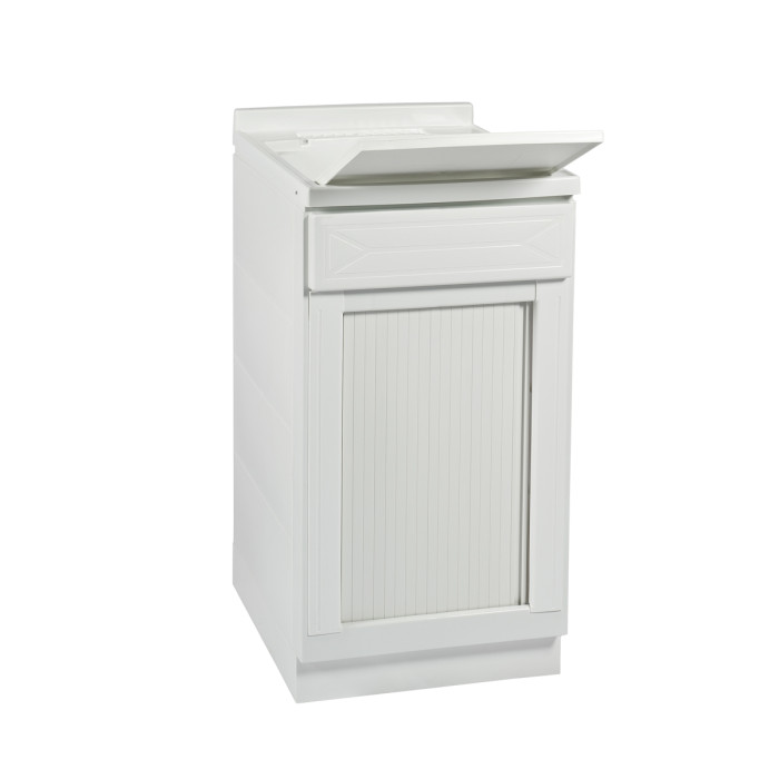 Mobile lavanderia lavatoio resina da esterno 45x50 con serrandina lindol bianco