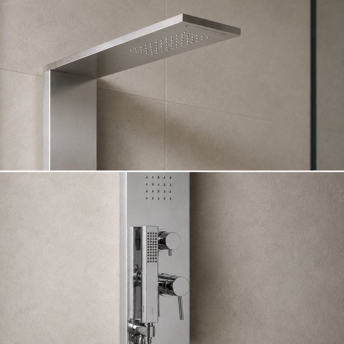 Colonna Doccia Acciaio Inox Lucido con Soffione e Cascata Trend