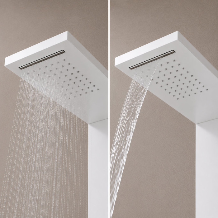 Colonna Doccia Alluminio Verniciato Bianco con Soffione e Cascata Trend