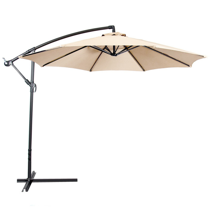 Ombrellone Decentrato Banana Ø 3 mt Beige con Braccio Laterale 8 stecche