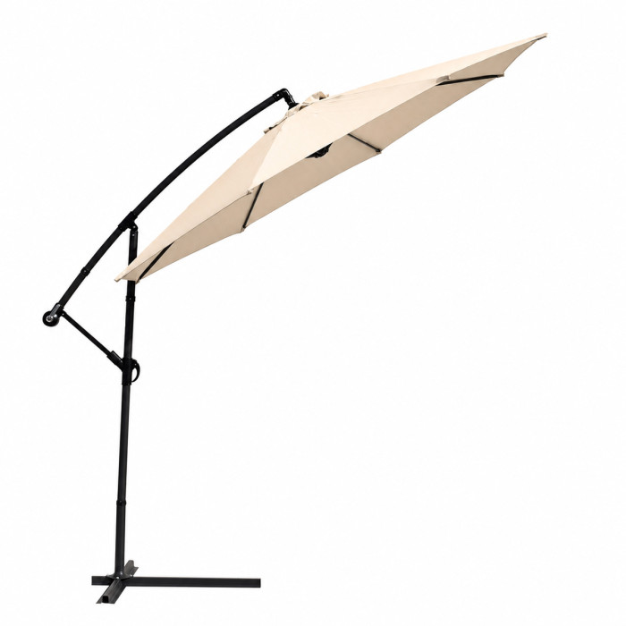 Ombrellone Decentrato Banana Ø 3 mt Beige con Braccio Laterale 8 stecche