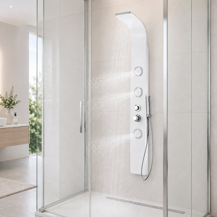 colonne doccia moderne, Imola L20 x H155 cm Bianca in Alluminio