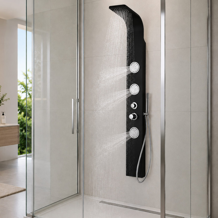 colonne doccia moderne, Imola L20 x H155 cm nera in Alluminio