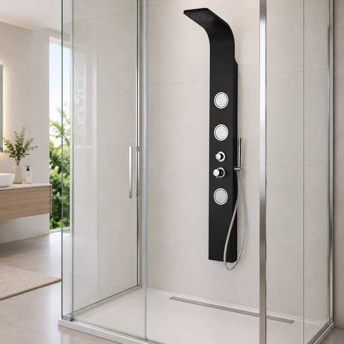 colonne doccia moderne, Imola L20 x H155 cm nera in Alluminio